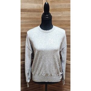 Ella Moss Women's S Gray Long Sleeve Scalloped Neckline Blouse 2000s Y2k Vintage